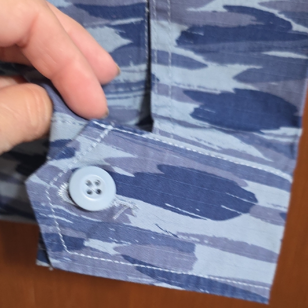 Free Assembly Men's Blue Camouflage Military Fatigue Field Jacket Sz S - Picture 8 of 12